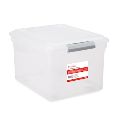 Staples Store & Slide Plastic File Box Latching, Letter/Legal Size, Clear (140167/139997)