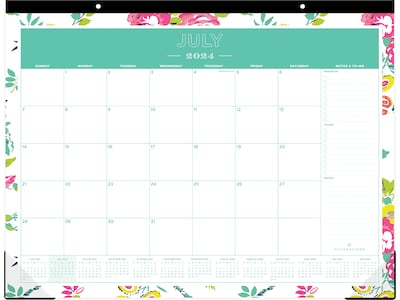 2024-2025 Blue Sky Day Designer Peyton White 22 x 17 Academic Monthly Desk Pad Calendar (107938-A2