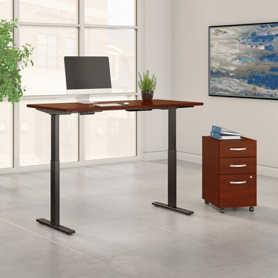 Bush Business Furniture Move 60 Series 60"W Electric Height Adjustable Standing Desk with Storage, Hansen Cherry (M6S005HC)