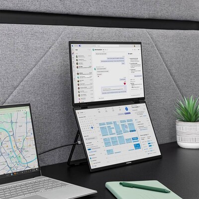 Luxor SideTrak SoloBook 15.6" 60 Hz Stacked Dual Portable LCD Monitor, Black (STFRHDBK15BL)