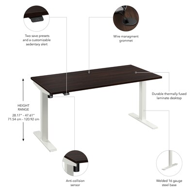 Bush Business Furniture Move 40 Series 60"W Electric Adjustable Standing Desk, Black Walnut (M4S6030BWWK)