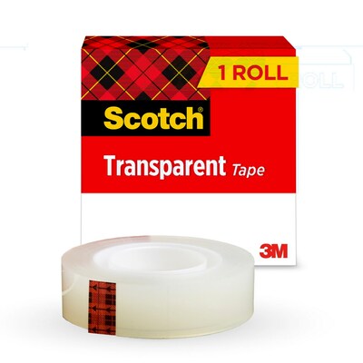 Scotch Transparent Clear Tape Refill, 0.75 x 36 yds., 1 Core, Clear (600-341296)