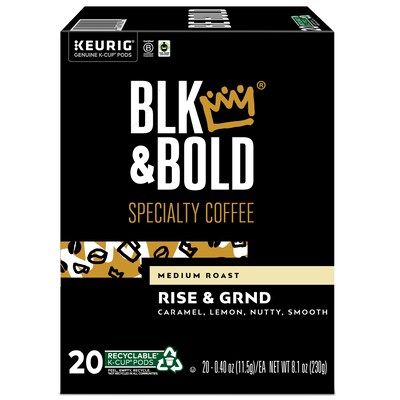 BLK & Bold Rise & GRND Coffee Keurig® K-Cup® Pods, Medium Roast, 80/Carton (OKB90055CT)