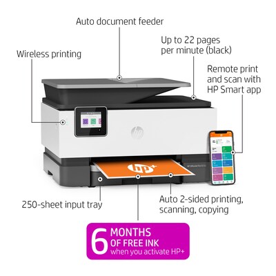 All-In-One Printer FREE 9015e HP Color OfficeJet Wireless HP+ months INK 6 with (1G5L3A) Inkjet Pro