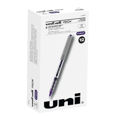 uni-ball Vision Rollerball Pens, Fine Point, Purple Ink, Dozen (SAN60382)