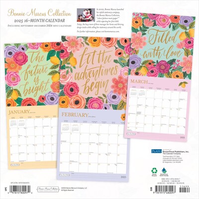 2025 Plato Bonnie Marcus 12 x 24 Monthly Square Wall Calendar, (9781975480097)