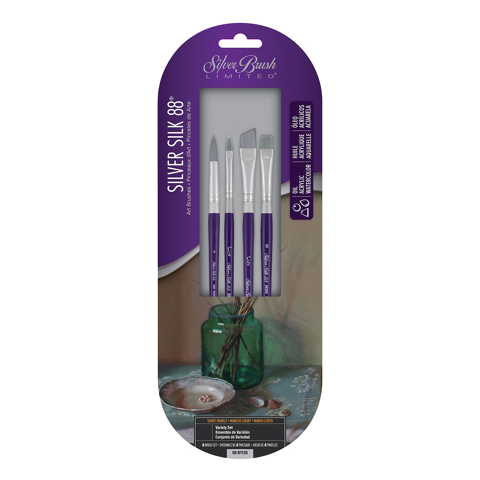 Silver Brush Silver Silk 88 SH 4-Piece Variety Brush Set (SLVSK8113S)