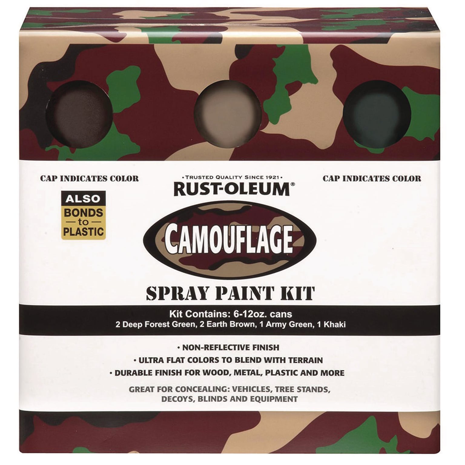 Rust-Oleum Camouflage 2X Ultra Cover Assorted Spray Paint Kit, 12 oz. Aerosol Can, Assorted Colors, 6/Carton (RST269038)