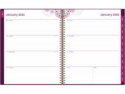 2025 Blue Sky Gili 8.5 x 11 Weekly & Monthly Planner, Plastic Cover, Burgundy/Beige (117889-25)