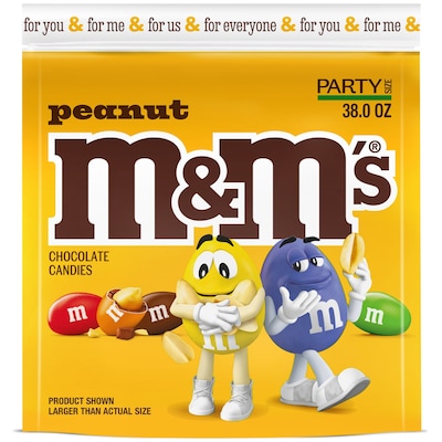 M&Ms Party Size Peanut Milk Chocolate Candy Pieces, 38 oz. (MMM55116)