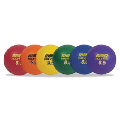 Champion Sports Rhino Playground Ball Set, 8 1/2 Diameter, Rubber, Assorted, 6 Balls/Set