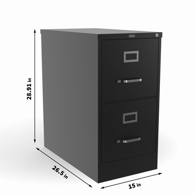 Quill Brand® 2-Drawer Vertical File Cabinet, Locking, Letter, Black, 26.5"D (28882D)