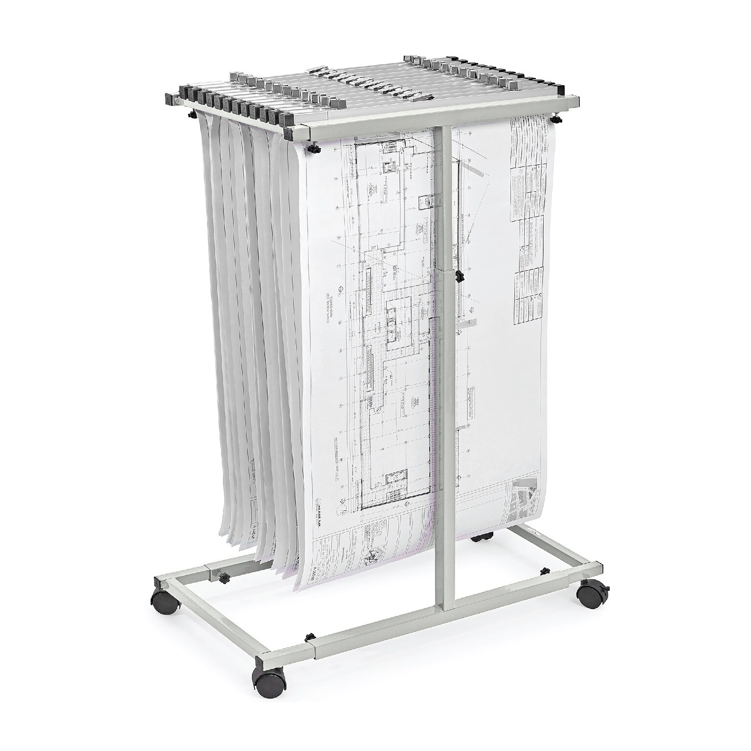 AdirOffice Steel Mobile Blueprint Storage File Storage Cart, Gray (614-6036)