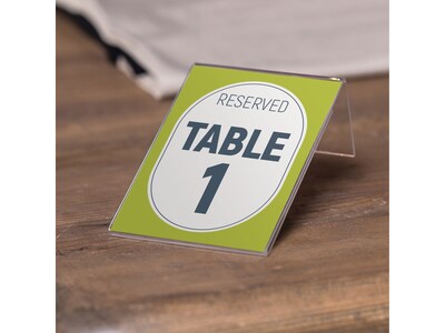 Deflect-O Sign Holder, 3" x 4", Vertical, Table Top, Clear Plastic (20006RT)