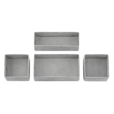 Whitmor Fabric Drawer Organizers, Gray, 4/Set (5455-9871)