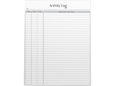 Better Office Activity Log Notepad, 8.5 x 11, Project-Ruled, White/Black, 50 Sheets/Pad (25836)
