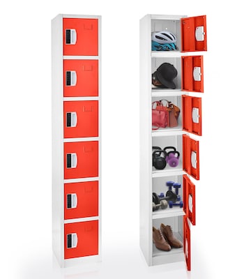 AdirOffice 72H 6-Tier Red Storage Locker (ADI629-206-RED-DL)