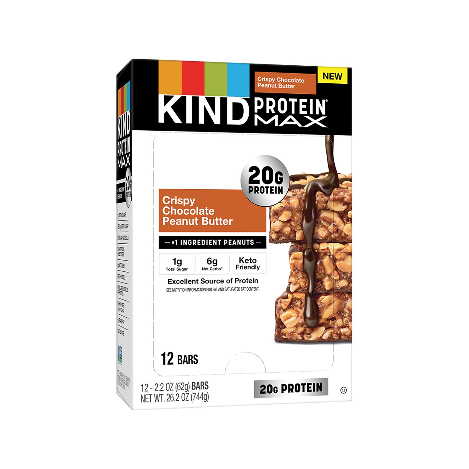 KIND Protein MAX Gluten Free Crispy Chocolate Peanut Butter Protein Bar, 2.2 oz., 12 Bars/Box (43470)