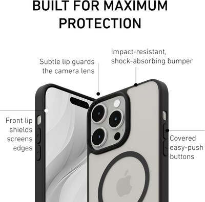 PEEL Bumper Series MagSafe Phone Case for iPhone 15 Pro Max Case, Shock Absorbing, Black (I15 PROMAX BUMPER BL)