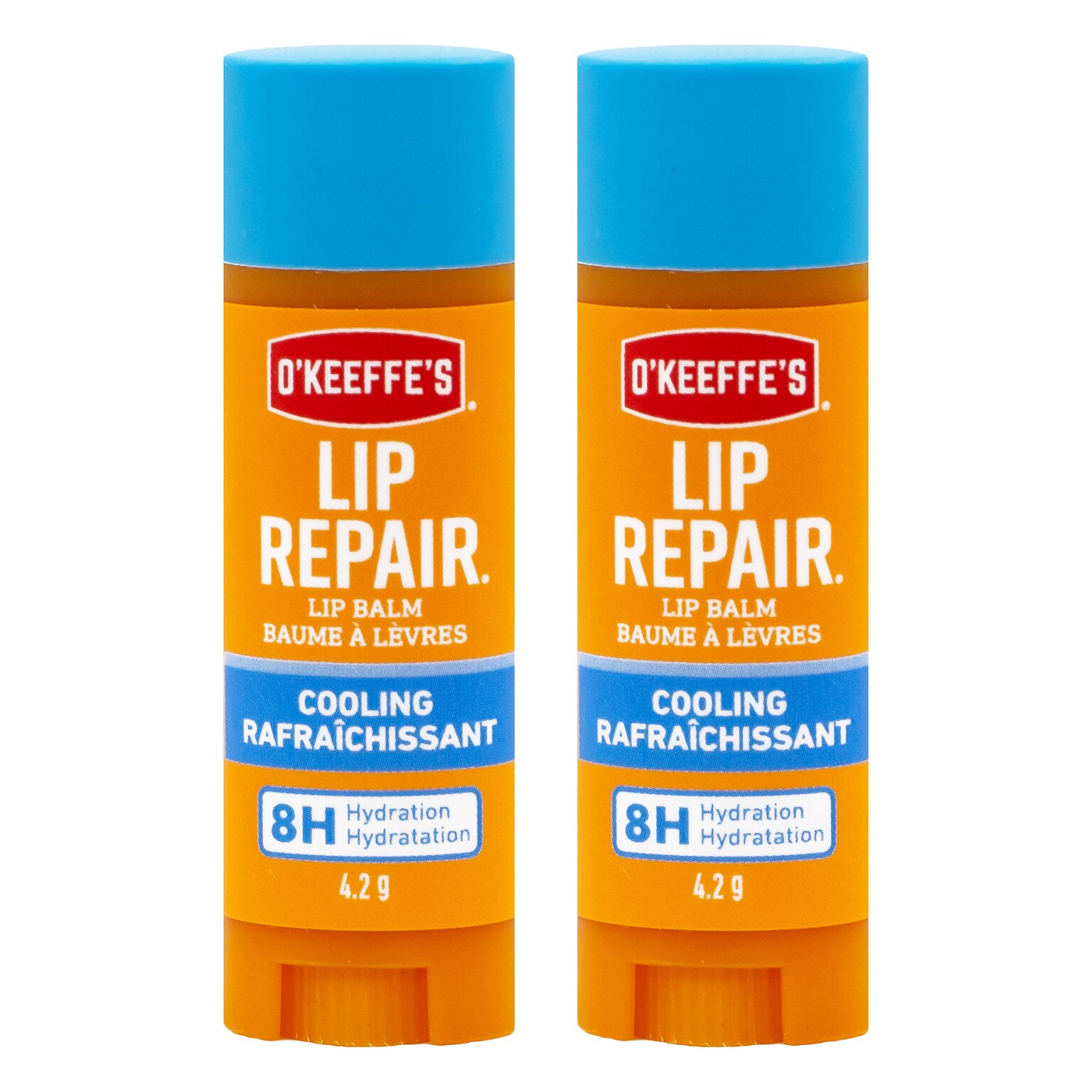 OKeeffes Lip Repair Cooling Lip Balm, 0.15 oz Stick, 2/Pack (K1710402)