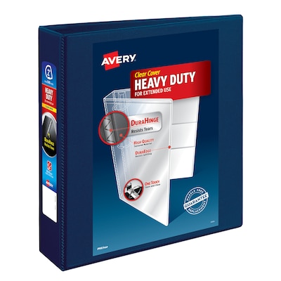 Avery Heavy Duty 2" 3-Ring View Binders, One Touch EZD Ring, Navy Blue (79802)