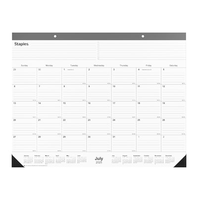 2025-2026 Staples 22 x 17 Academic Monthly Desk Pad Calendar, Gray (ST59496-25)