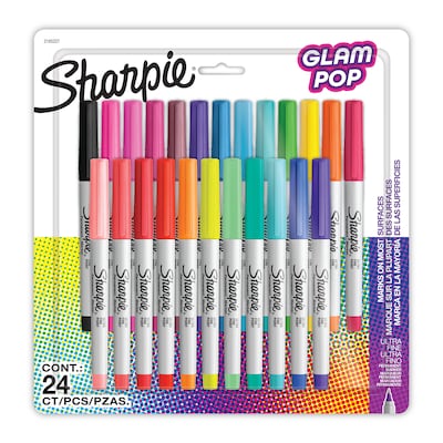Sharpie Permanent Markers, Ultra Fine Tip, Assorted, 24/Pack (75847)