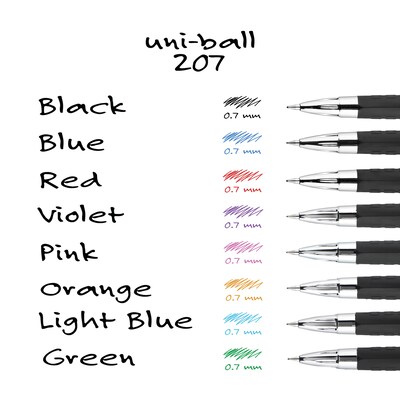 uni-ball 207 Retractable Gel Pens, Medium Point, 0.7mm, Violet Ink, Dozen (70221)