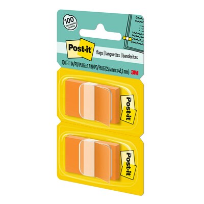 Post-it Flags, 1" Wide, Orange, 100 Flags/Pack (680-0E2)