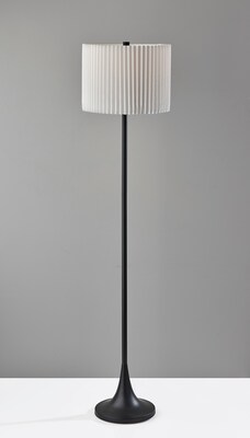 Simplee Adesso Eli 60H Black Floor Lamp with Drum Shade (SL9504-01)