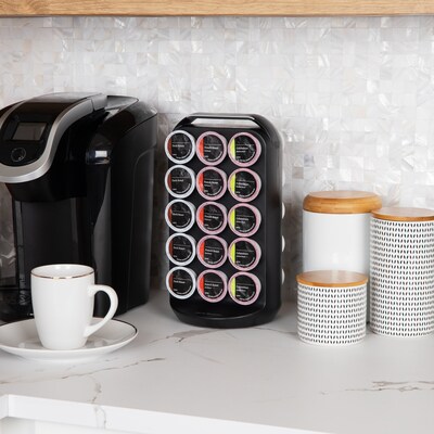 Mind Reader Plastic Coffee Pod Carousel Countertop Organizer, 30 Pod Capacity, Black (CRS02-BLK)