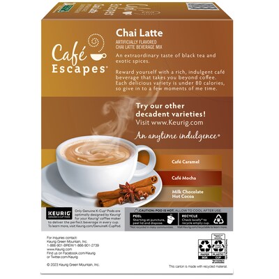Chai Latte K-Cups by Cafe Escapes - (24) Keurig Coffee Pods | Quill.com