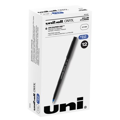 uni-ball Onyx Rollerball Pens, Fine Point, 0.7mm, Blue Ink, Dozen (60145)