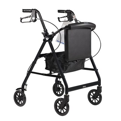 Dynarex DynaGo Quad 6, Aluminum Rollator, Black (10201BK)