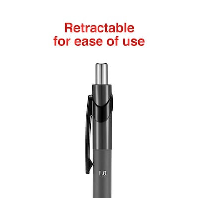 Staples® Postscript™ Retractable Ballpoint Pens, Medium Point, 1.0mm, Black, 12/Pack (18262)