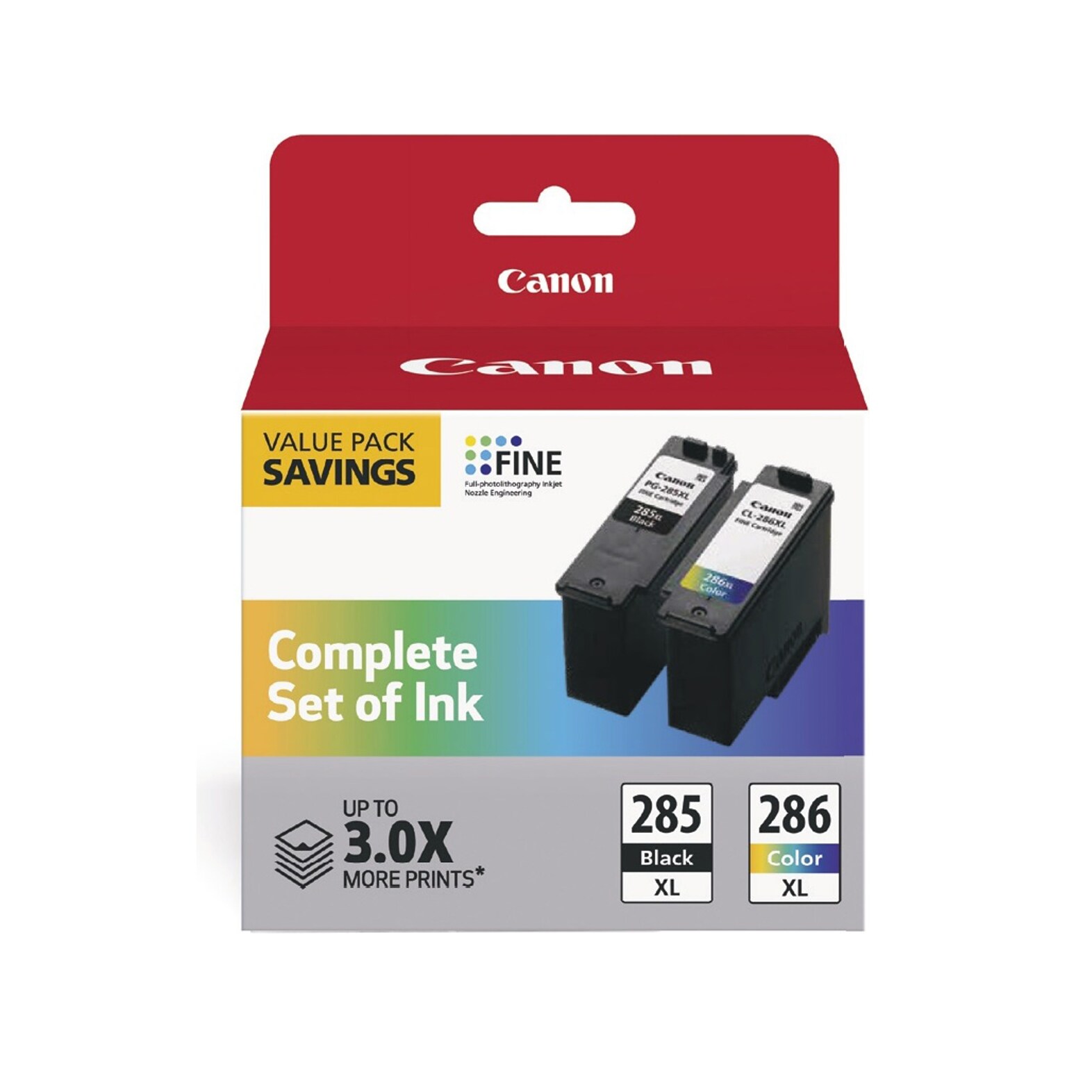 Canon PG-285 XL/CL-286 XL Black/Tri-Color High Yield Ink Cartridges, 2/Pack (6196C004)