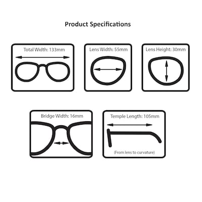 Boost Eyewear Reading Glasses +2.0 Rectangular Frames Black Only (26200)