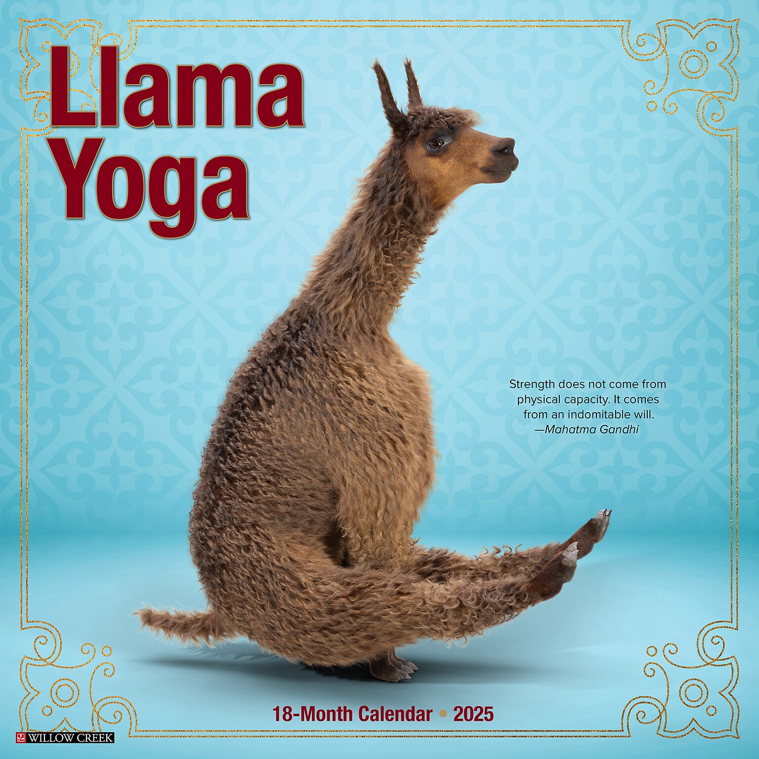 2025 Willow Creek Llama Yoga 12 x 12 Monthly Wall Calendar (43783)