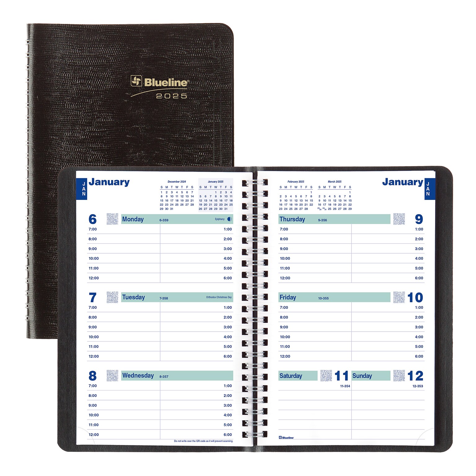 2025 Blueline Plan & Link 5 x 8 Weekly Appointment Book, Faux Leather Cover, Black (C5075.81T)