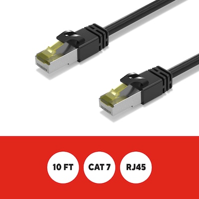 Staples TECH 10 Cat 7 Ethernet Cable, Male to Male, Black (ST62461)