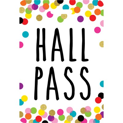 Teacher Created Resources Confetti Hall Pass with Lanyard, 4/Pack, 3 Packs (TCR20319-3)