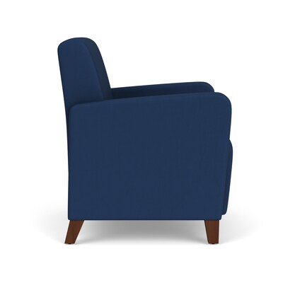 Lesro Ravenna Vinyl Guest Chair, Patriot Plus Imperial Blue/Walnut Wood (RV1101.FWL-01PPIB)