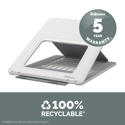 Fellowes Breyta Collection 9.25" x 10.55" Adjustable Plastic Laptop Stands, White (100098501)