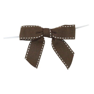 JAM Paper Grosgrain Bows, Brown/White, 100/Pack (52640349326)