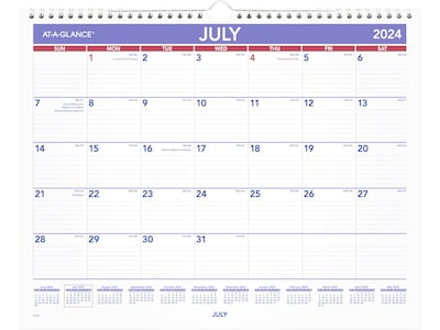 2024-2025 AT-A-GLANCE 15 x 12 Academic Monthly Wall Calendar, Purple/Red (AY8-28-25)