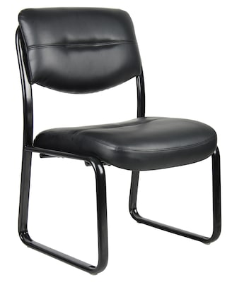 Boss Armless Leather Sled Base Side Chair, Black (B9539)