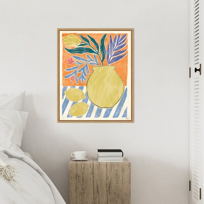 Amanti Art Cyprus and Lemon Still Life IV by Janelle Penner Framed Canvas Wall Art Print, 23 x 28