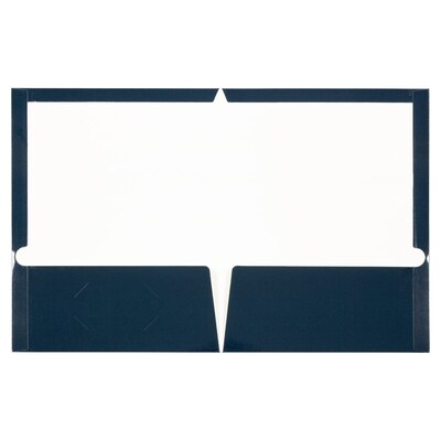 JAM Paper Glossy 2 Pocket Plastic Folder, Navy Blue, 25/Pack (5042523a)