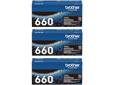 Brother TN660 Black High Yield Toner Cartridge, 3/Pack (TN660-3PKSTP)