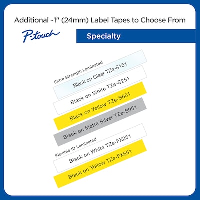 Brother P-touch TZe-251 Laminated Label Maker Tape, 1" x 26-2/10', Black On White (TZe-251)